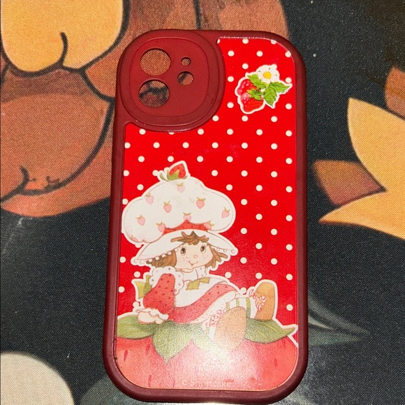 iPhone 12 Red Case with Strawberry Design - Picture 2 of 4